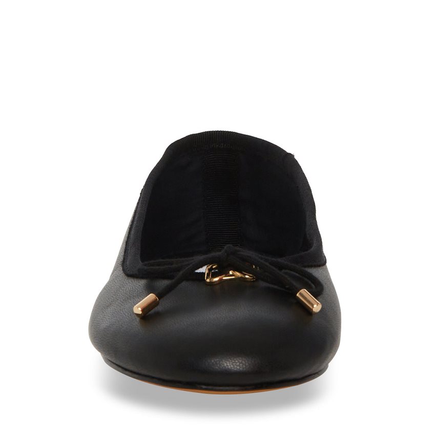 Black Steve Madden Blossoms Leather Women's Ballet Flats | PH 3759KXO